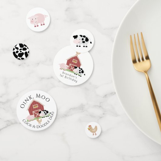 Landdieren Barnyard White Birthday Confetti (Groep)