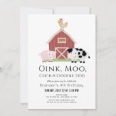 Landdieren Barnyard White Birthday Kaart (Voorkant)