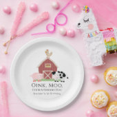Landdieren Barnyard White Birthday Papieren Bordje (Feest)