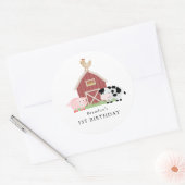 Landdieren Barnyard White Birthday Ronde Sticker (Envelop)