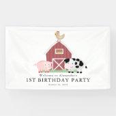 Landdieren Barnyard White Birthday Welkom Spandoek (Horizontaal)