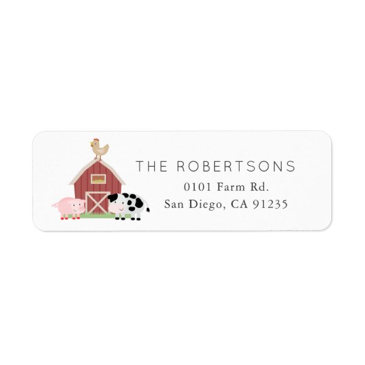 Landdieren Barnyard White Return Address Label (Voorkant)