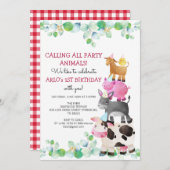 Landdieren Birthday Barnyard Kaart (Voorkant / Achterkant)