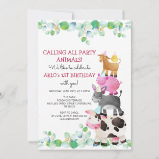 Landdieren Birthday Barnyard Kaart