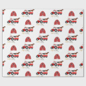 Landdieren en het Barnyard-patroon van Red Tractor Cadeaupapier (Vlak)