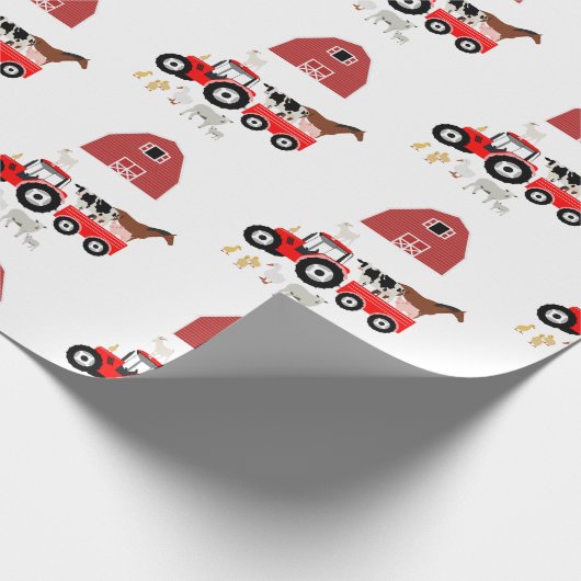 Landdieren en het Barnyard-patroon van Red Tractor Cadeaupapier (Hoek)
