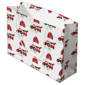 Landdieren en het Barnyard-patroon van Red Tractor Groot Cadeauzakje (Achterkant Gekanteld)