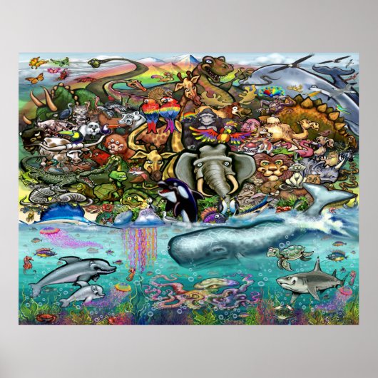 Landdieren en Zee Poster (Voorkant)