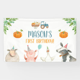 Landdieren pompoen Birthday Barnyard Backdrop Spandoek