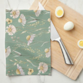 Landdruk voor weide-huisland op groen theedoek (Quarter Fold)