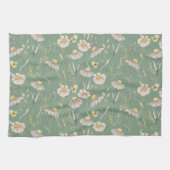 Landdruk voor weide-huisland op groen theedoek (Horizontaal)