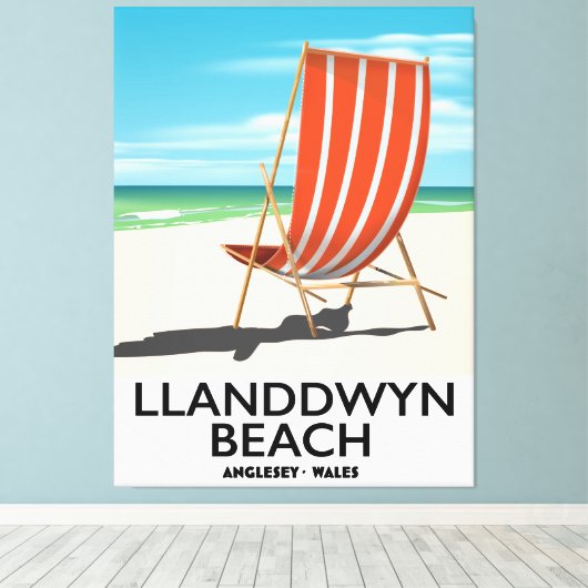 landdwyn Beach Anglesey Wales reisposter Canvas Afdruk (Insitu (Houten vloer))