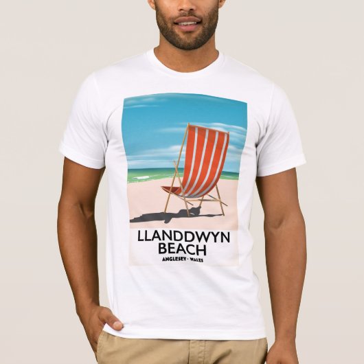 Landdwyn Beach Anglesey Wales reisposter T-shirt (Voorkant)