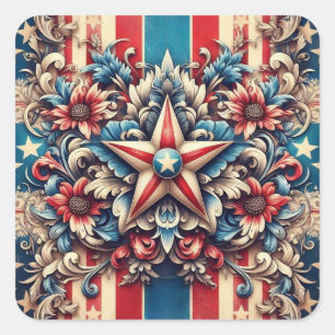 landelijk/antiek Amerika/patriottisch Vierkante Sticker