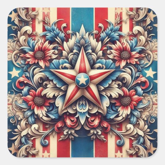 landelijk/antiek Amerika/patriottisch Vierkante Sticker (Voorkant)
