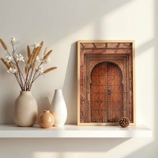 Landelijk Berber Dorp Terracotta Marokkaanse Deur Poster