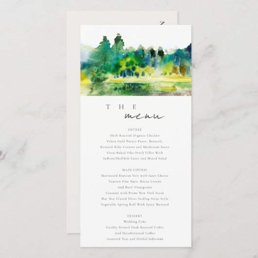 Landelijk berg rivier landschap trouw menu kaart (Voorkant / Achterkant)