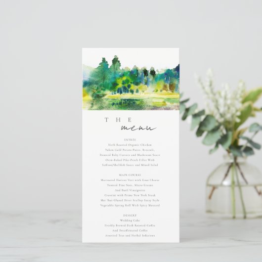 Landelijk berg rivier landschap trouw menu kaart (Staand voorkant)