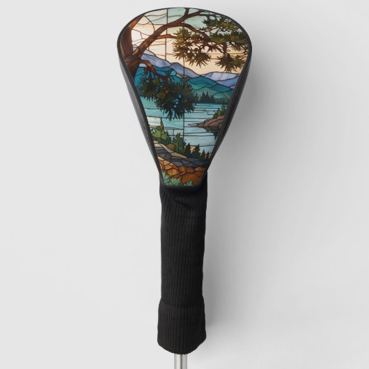 Landelijk berglandschap gebrandschilderd glas golfheadcover (Voorkant)