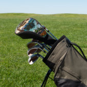 Landelijk berglandschap gebrandschilderd glas golfheadcover (Insitu)