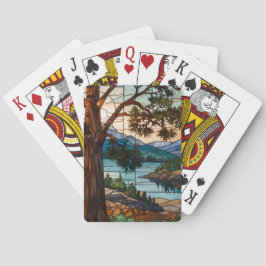 Landelijk berglandschap gebrandschilderd glas pokerkaarten