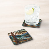 Landelijk berglandschap glas-in-lood bier onderzetter (Rechterzijde)