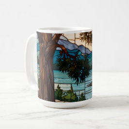 Landelijk berglandschap glas-in-lood  koffiemok
