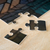 Landelijk berglandschap glas-in-lood  legpuzzel (Zijkant)