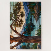 Landelijk berglandschap glas-in-lood  legpuzzel (Verticaal)