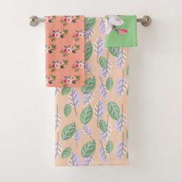 Landelijk blad Ranken en Bloemen Handdoeken Set