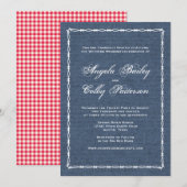 Landelijk blauwe denim en prikkeldraad kaart (Voorkant / Achterkant)