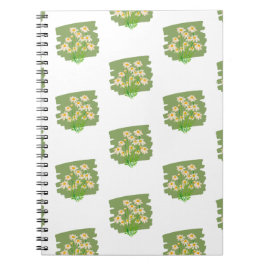 Landelijk Bloemmotief op Groene Achtergrond Notitieboek