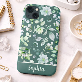 Landelijk bloemmotief saliegroen merkteken  Case-Mate iPhone case