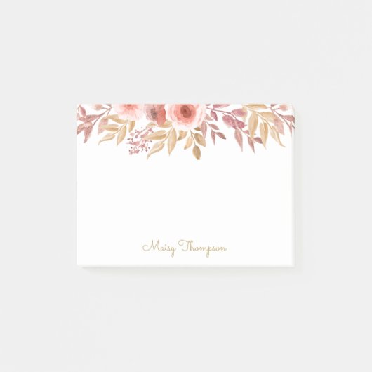 Landelijk Bloemmotief Voeg Uw Naam Toe Post-it® Notes (Voorkant)