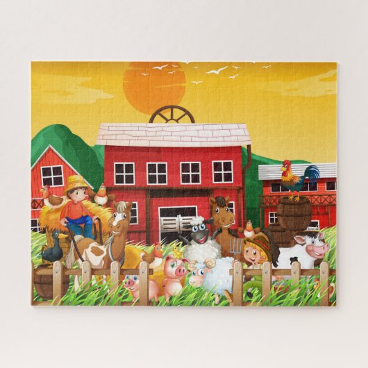 Landelijk Boerderij Barn Dieren Puzzle Legpuzzel (Horizontaal)
