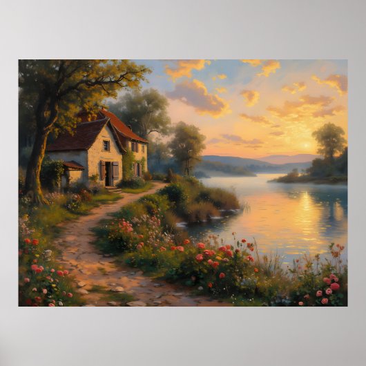 Landelijk boerderij-zonsopganglandschap poster (Voorkant)
