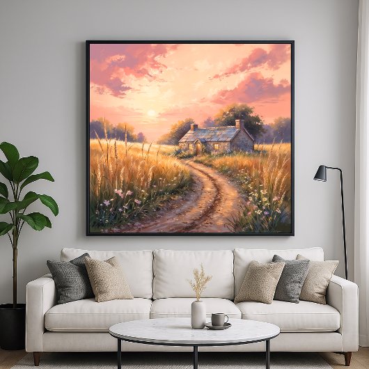 Landelijk Cottage - Painterly Style Landschap Poster