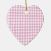 Landelijk Cottage Roze Plaid Hart Keramisch Ornament (Rechts)