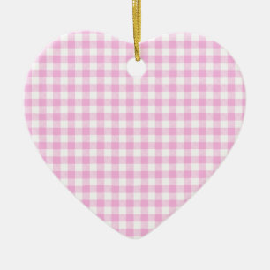 Landelijk Cottage Roze Plaid Hart Keramisch Ornament