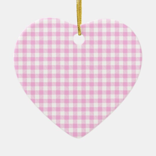 Landelijk Cottage Roze Plaid Hart Keramisch Ornament (Voorkant)
