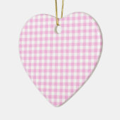 Landelijk Cottage Roze Plaid Hart Keramisch Ornament (Links)