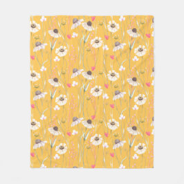 Landelijk cottageprint geel fleece deken