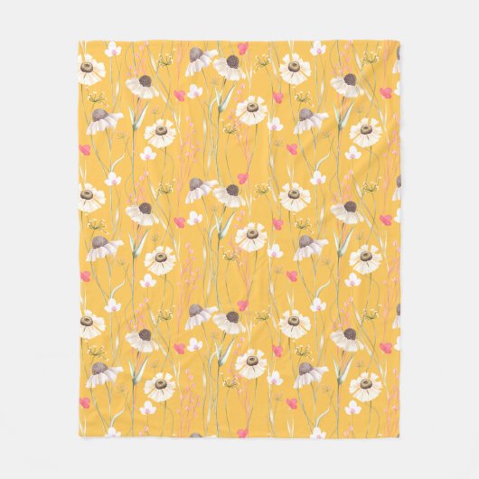 Landelijk cottageprint geel fleece deken (Voorkant)