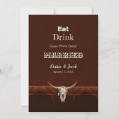 Landelijk Eet Drink Getrouwd Trouw Bull Skull Aankondiging (Voorkant)
