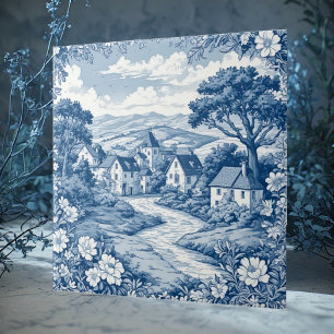 Landelijk Frans Pastorales Land Toile De Jouy Bloe Tegeltje