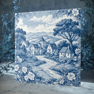 Landelijk Frans Pastorales Land Toile De Jouy Bloe Tegeltje