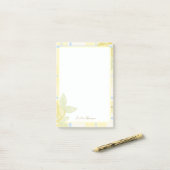 Landelijk geruit namaaklinnen in botergeel en blau post-it® notes (Op bureau)