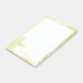 Landelijk geruit namaaklinnen in botergeel en blau post-it® notes (Schuin)
