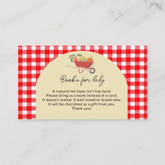 Landelijk geteeld Red Gingham Baby shower Informatiekaartje (Voorkant)