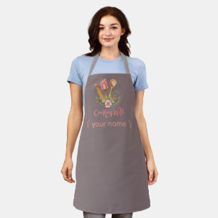 Landelijk grijze keuken schort, bloemkookdesign schort